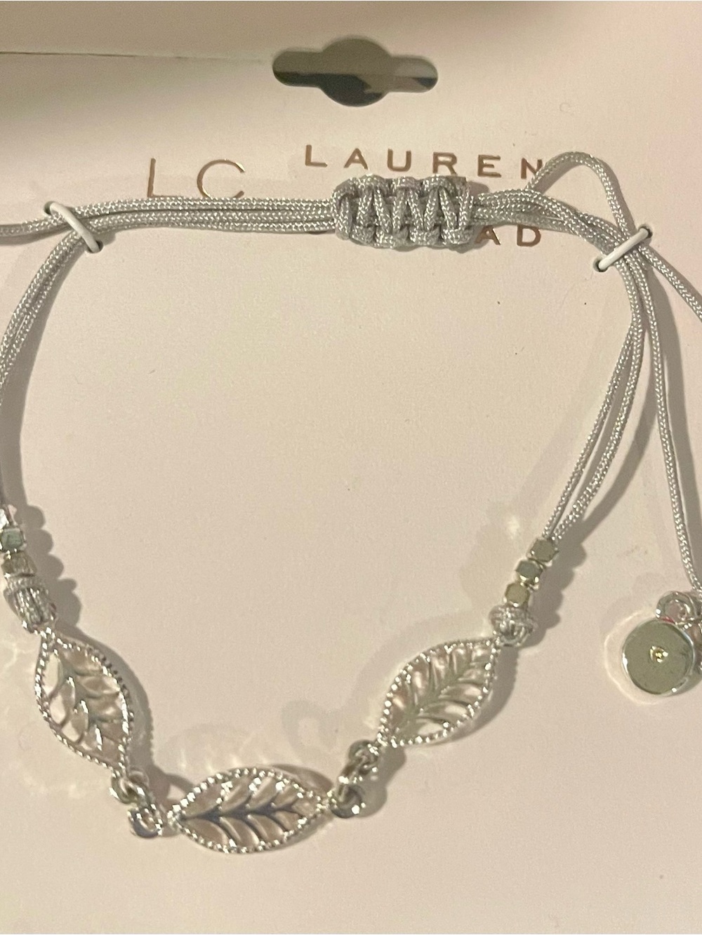 Lauren Conrad Silver Leaf Bracelet NWT7" adjustable pull chords